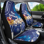 New Zealand Christmas In July Car Seat Cover Funny Santa Sheep Meri Kirihimete Blue