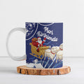 New Zealand Christmas In July Personalised Ceramic Mug Funny Santa Sheep Meri Kirihimete Blue
