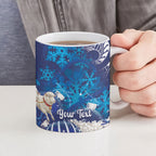 New Zealand Christmas In July Personalised Ceramic Mug Funny Santa Sheep Meri Kirihimete Blue