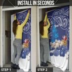 New Zealand Christmas In July Personalised Door Cover Funny Santa Sheep Meri Kirihimete Blue
