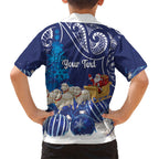 New Zealand Christmas In July Personalised Family Matching Short Sleeve Bodycon Dress and Hawaiian Shirt Funny Santa Sheep Meri Kirihimete Blue