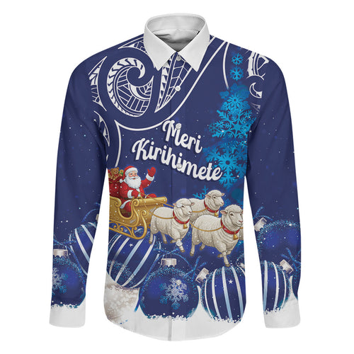 New Zealand Christmas In July Personalised Family Matching Short Sleeve Bodycon Dress and Hawaiian Shirt Funny Santa Sheep Meri Kirihimete Blue