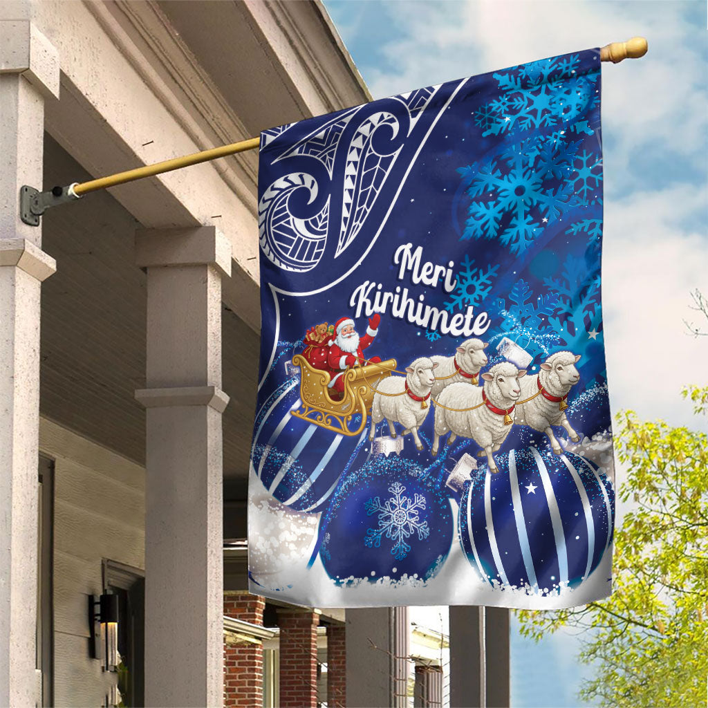 New Zealand Christmas In July Garden Flag Funny Santa Sheep Meri Kirihimete Blue