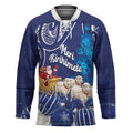 New Zealand Christmas In July Personalised Hockey Jersey Funny Santa Sheep Meri Kirihimete Blue