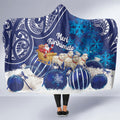 New Zealand Christmas In July Hooded Blanket Funny Santa Sheep Meri Kirihimete Blue