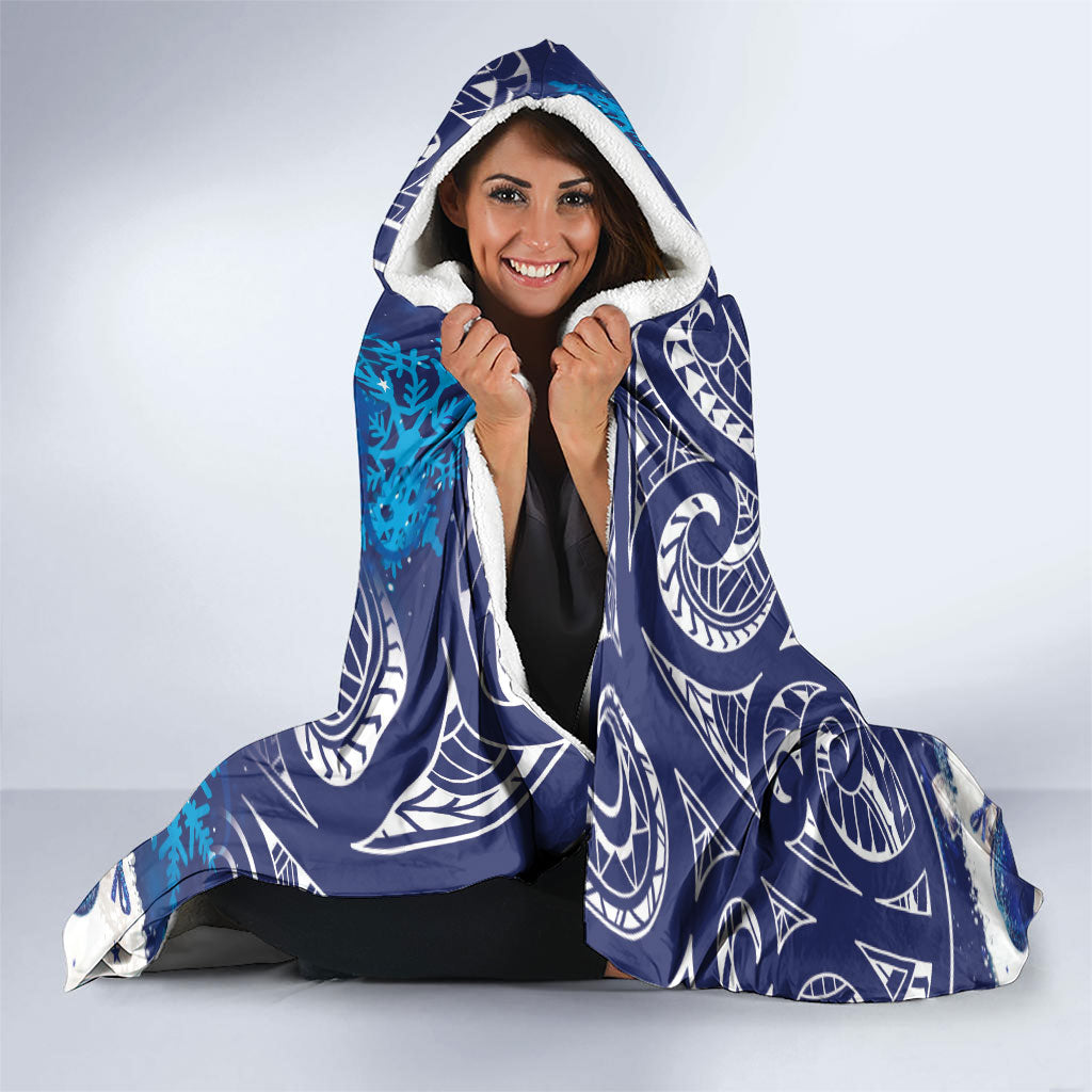 New Zealand Christmas In July Hooded Blanket Funny Santa Sheep Meri Kirihimete Blue