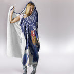 New Zealand Christmas In July Hooded Blanket Funny Santa Sheep Meri Kirihimete Blue