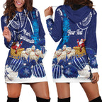 New Zealand Christmas In July Personalised Hoodie Dress Funny Santa Sheep Meri Kirihimete Blue