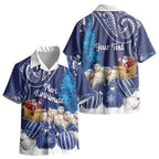 New Zealand Christmas In July Personalised Kid Hawaiian Shirt Funny Santa Sheep Meri Kirihimete Blue LT14