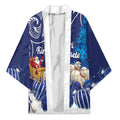 New Zealand Christmas In July Personalised Kimono Funny Santa Sheep Meri Kirihimete Blue