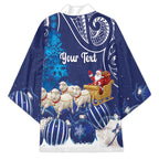 New Zealand Christmas In July Personalised Kimono Funny Santa Sheep Meri Kirihimete Blue