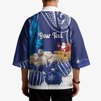 New Zealand Christmas In July Personalised Kimono Funny Santa Sheep Meri Kirihimete Blue