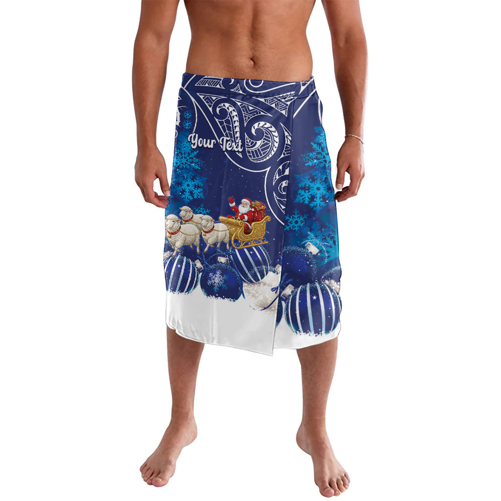New Zealand Christmas In July Personalised Lavalava Funny Santa Sheep Meri Kirihimete Blue