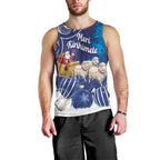 New Zealand Christmas In July Personalised Men Tank Top Funny Santa Sheep Meri Kirihimete Blue