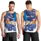 New Zealand Christmas In July Personalised Men Tank Top Funny Santa Sheep Meri Kirihimete Blue