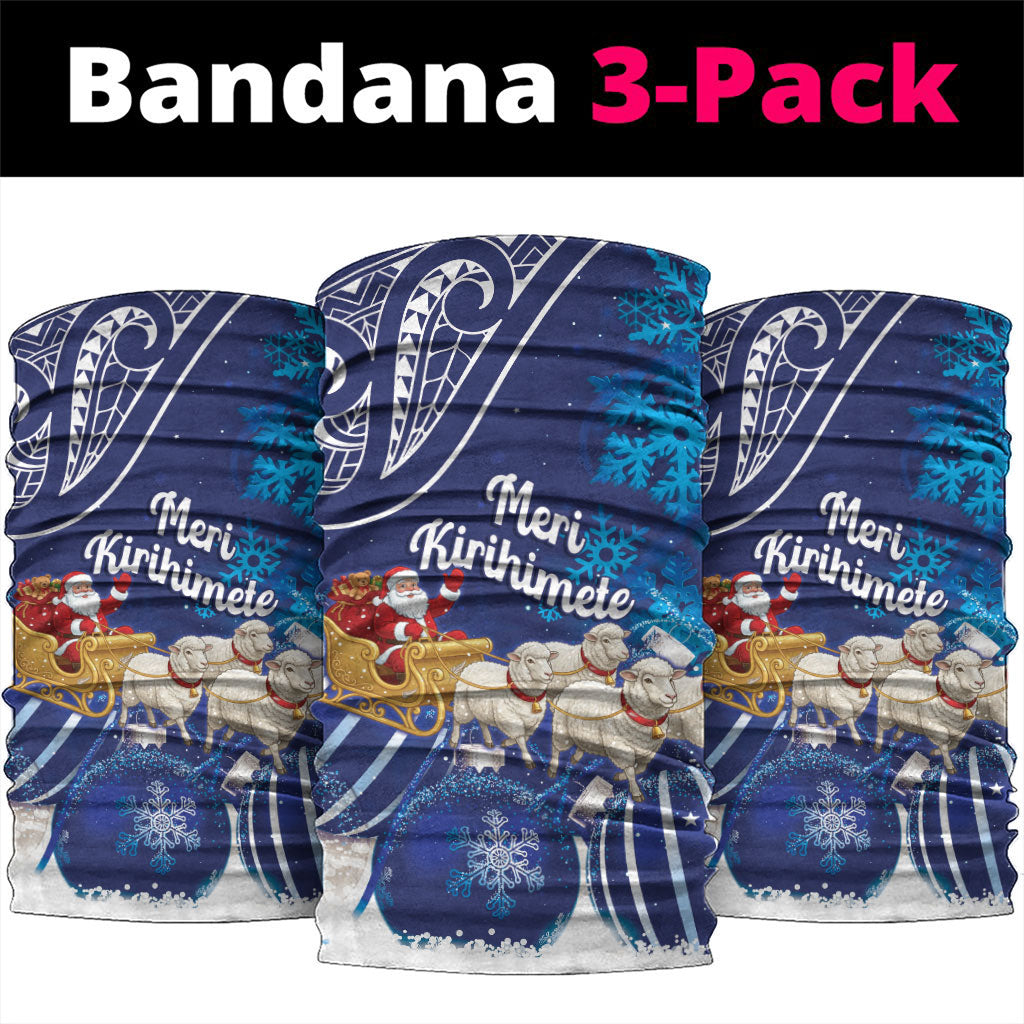 New Zealand Christmas In July Neck Gaiter Funny Santa Sheep Meri Kirihimete Blue