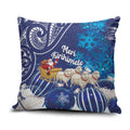 New Zealand Christmas In July Pillow Cover Funny Santa Sheep Meri Kirihimete Blue