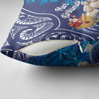 New Zealand Christmas In July Pillow Cover Funny Santa Sheep Meri Kirihimete Blue