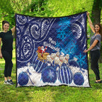 New Zealand Christmas In July Quilt Funny Santa Sheep Meri Kirihimete Blue