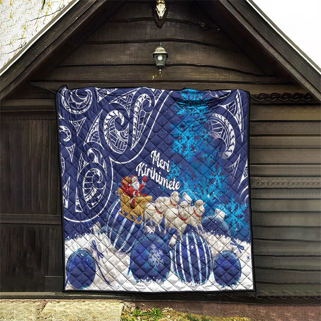 New Zealand Christmas In July Quilt Funny Santa Sheep Meri Kirihimete Blue