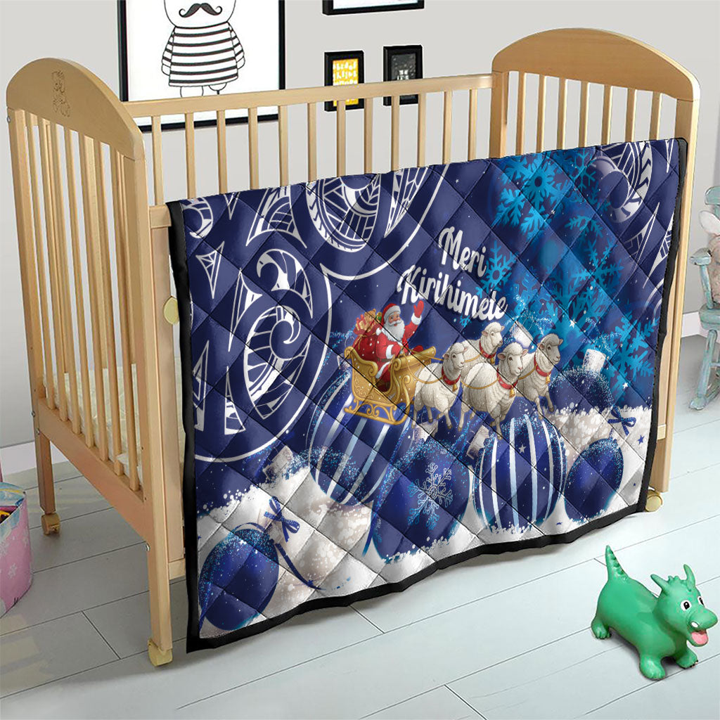 New Zealand Christmas In July Quilt Funny Santa Sheep Meri Kirihimete Blue