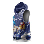 New Zealand Christmas In July Personalised Sleeveless Hoodie Funny Santa Sheep Meri Kirihimete Blue
