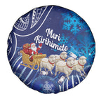 New Zealand Christmas In July Spare Tire Cover Funny Santa Sheep Meri Kirihimete Blue