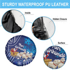 New Zealand Christmas In July Spare Tire Cover Funny Santa Sheep Meri Kirihimete Blue