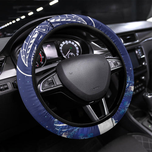 New Zealand Christmas In July Steering Wheel Cover Funny Santa Sheep Meri Kirihimete Blue