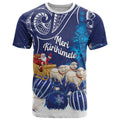 New Zealand Christmas In July Personalised T Shirt Funny Santa Sheep Meri Kirihimete Blue