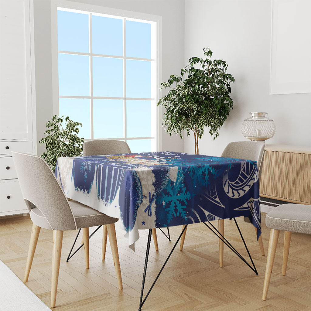 New Zealand Christmas In July Tablecloth Funny Santa Sheep Meri Kirihimete Blue