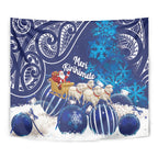 New Zealand Christmas In July Tapestry Funny Santa Sheep Meri Kirihimete Blue