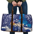 New Zealand Christmas In July Travel Bag Funny Santa Sheep Meri Kirihimete Blue