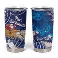 New Zealand Christmas In July Personalised Tumbler Cup Funny Santa Sheep Meri Kirihimete Blue