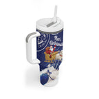 New Zealand Christmas In July Personalised Tumbler With Handle Funny Santa Sheep Meri Kirihimete Blue