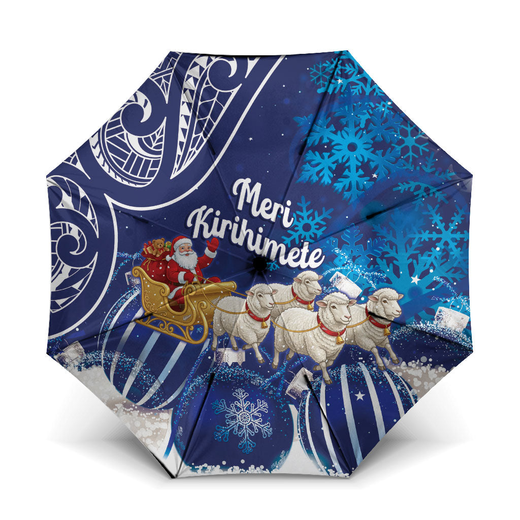 New Zealand Christmas In July Umbrella Funny Santa Sheep Meri Kirihimete Blue
