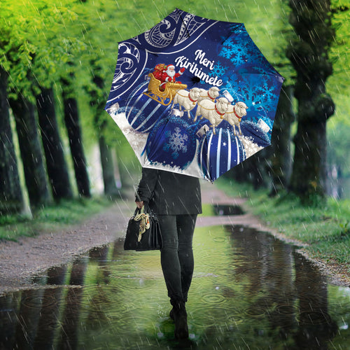 New Zealand Christmas In July Umbrella Funny Santa Sheep Meri Kirihimete Blue