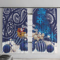 New Zealand Christmas In July Window Curtain Funny Santa Sheep Meri Kirihimete Blue