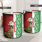 Meri Kirihimete New Zealand Laundry Basket Cute Santa NZ Animals and Pohutukawa