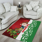 Meri Kirihimete New Zealand Area Rug Cute Santa NZ Animals and Pohutukawa