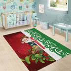 Meri Kirihimete New Zealand Area Rug Cute Santa NZ Animals and Pohutukawa