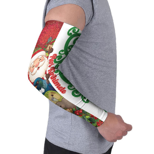 Meri Kirihimete New Zealand Personalised Arm Sleeves Cute Santa NZ Animals and Pohutukawa