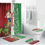Meri Kirihimete New Zealand Bathroom Set Cute Santa NZ Animals and Pohutukawa