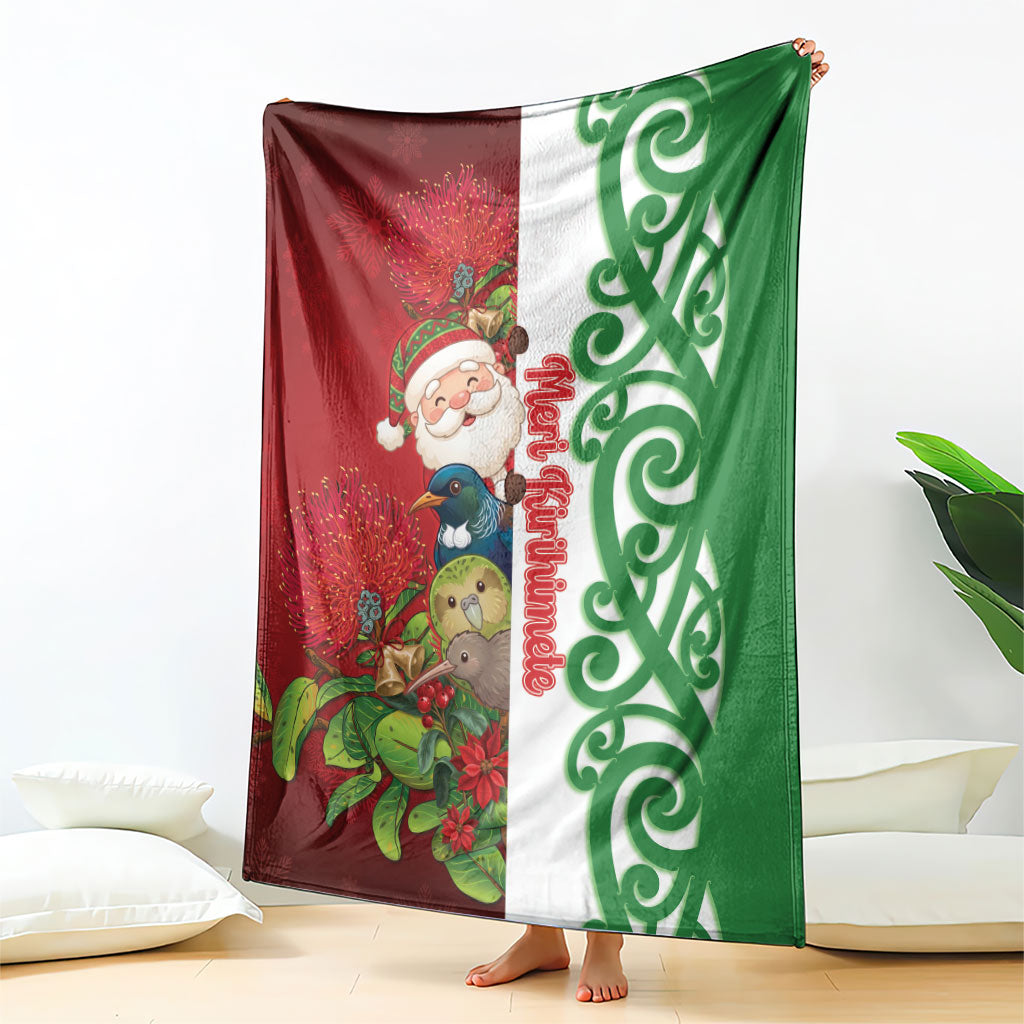 Meri Kirihimete New Zealand Blanket Cute Santa NZ Animals and Pohutukawa