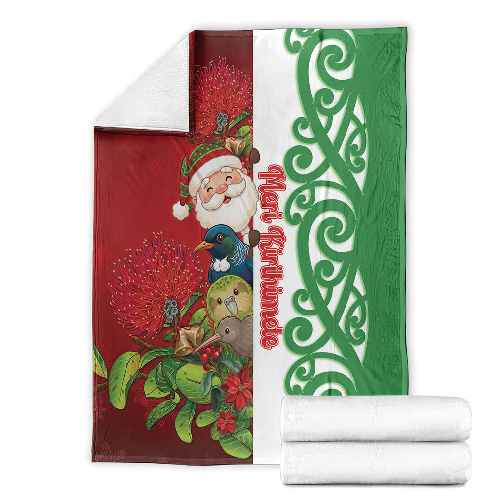 Meri Kirihimete New Zealand Blanket Cute Santa NZ Animals and Pohutukawa