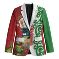 Meri Kirihimete New Zealand Personalised Blazer Cute Santa NZ Animals and Pohutukawa