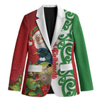 Meri Kirihimete New Zealand Personalised Blazer Cute Santa NZ Animals and Pohutukawa