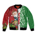Meri Kirihimete New Zealand Personalised Bomber Jacket Cute Santa NZ Animals and Pohutukawa
