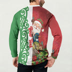 Meri Kirihimete New Zealand Personalised Button Sweatshirt Cute Santa NZ Animals and Pohutukawa