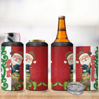 Meri Kirihimete New Zealand Personalised 4 in 1 Can Cooler Tumbler Cute Santa NZ Animals and Pohutukawa